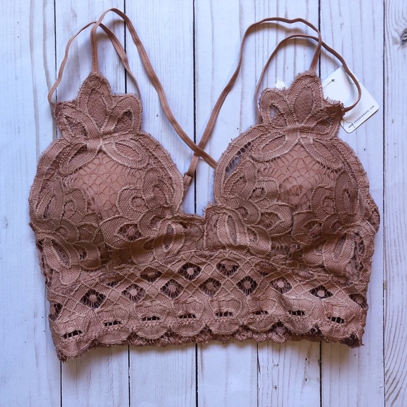 Anemone Other - NWT Lacy Bralette Lace Bra Dark Nude W/ Padding